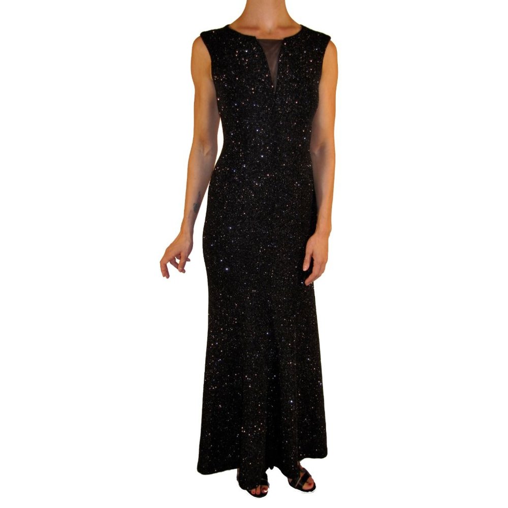 Eliza J Glitter Knit Gown Black Size 2